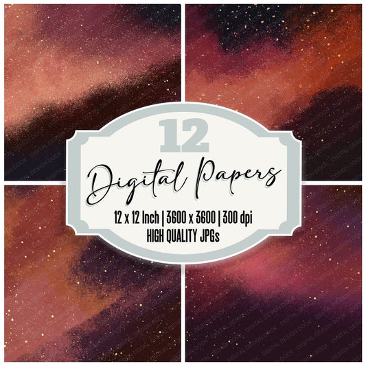 Cosmic Rose Terracotta Wine Digital Paper Pack (DDD012453)