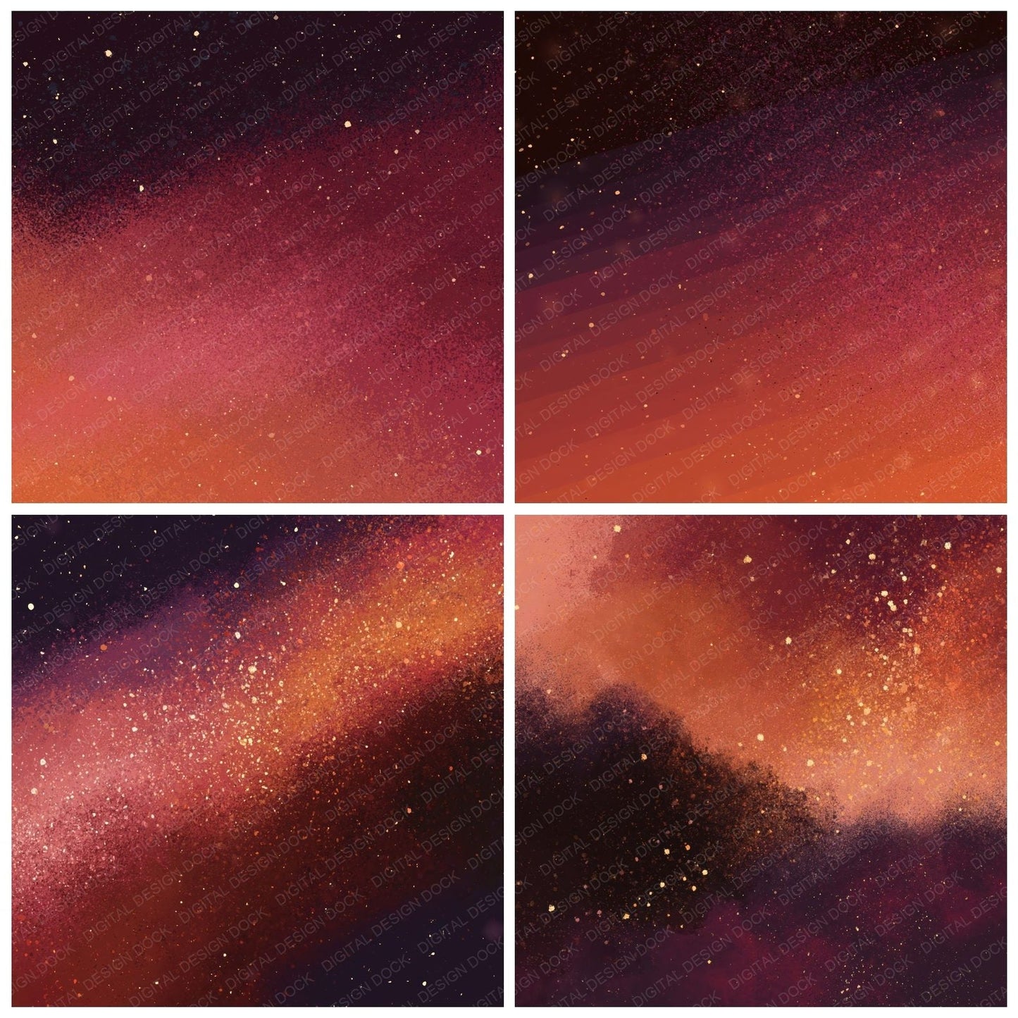 Cosmic Rose Terracotta Wine Digital Paper Pack (DDD012453)