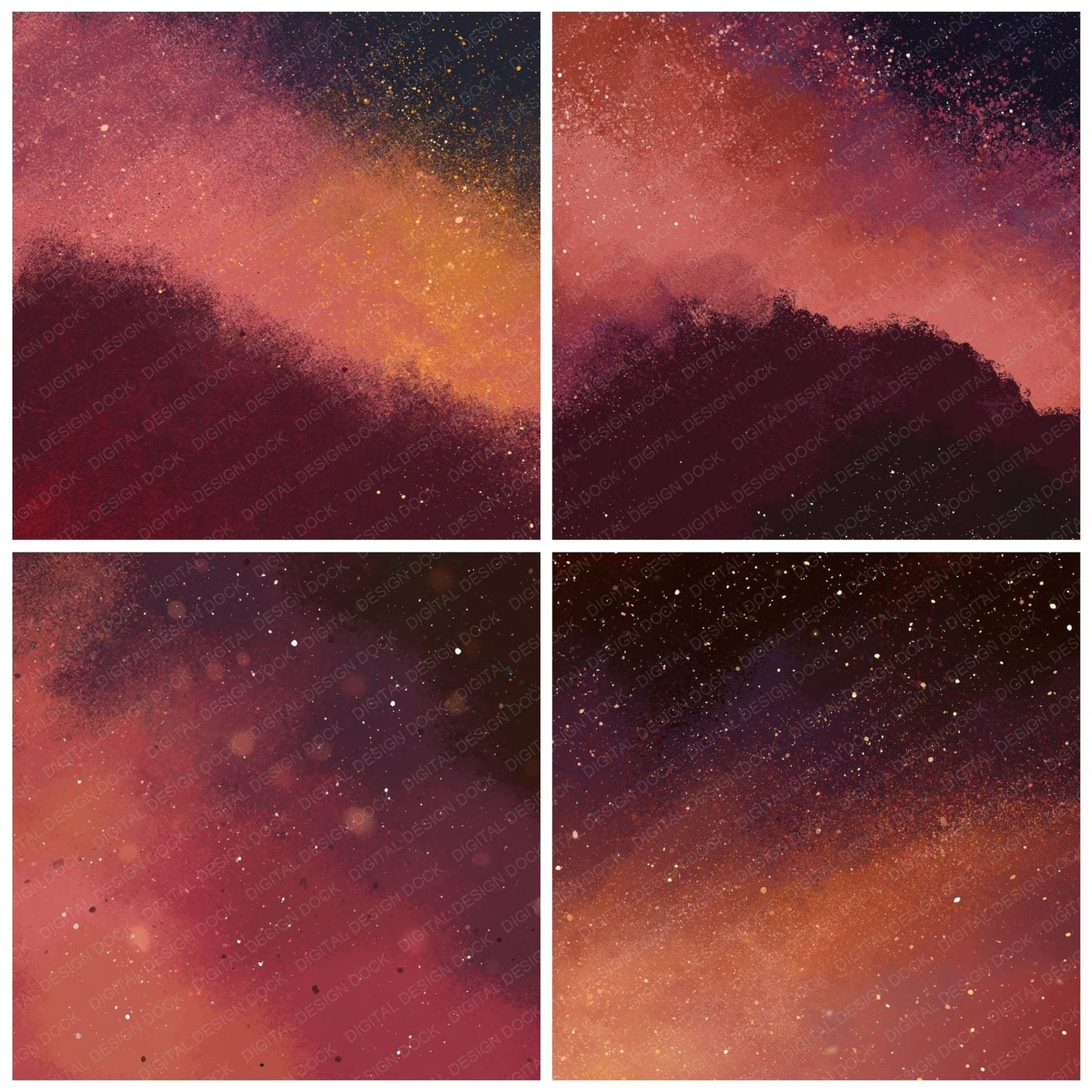 Cosmic Rose Terracotta Wine Digital Paper Pack (DDD012453)