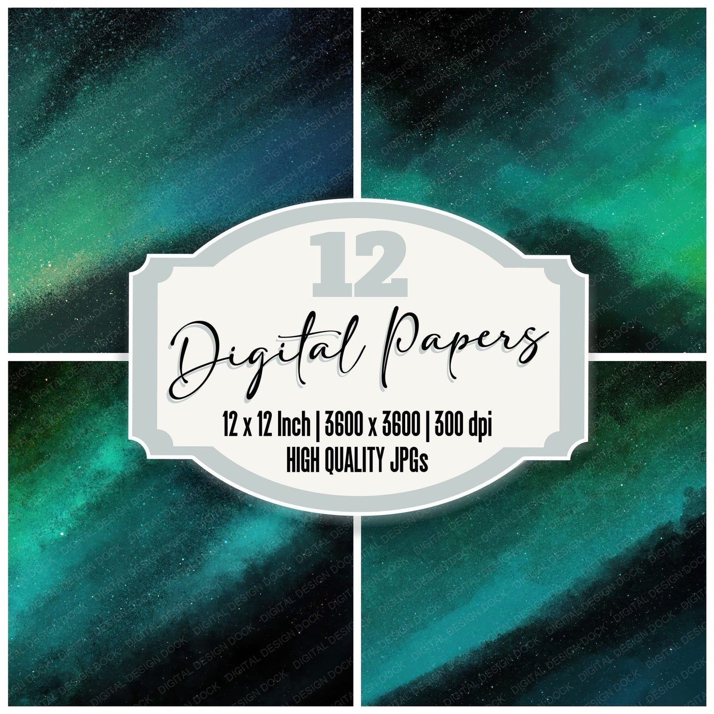 Cosmic Space Emerald Charcoal Digital Paper Pack (DDD012455)