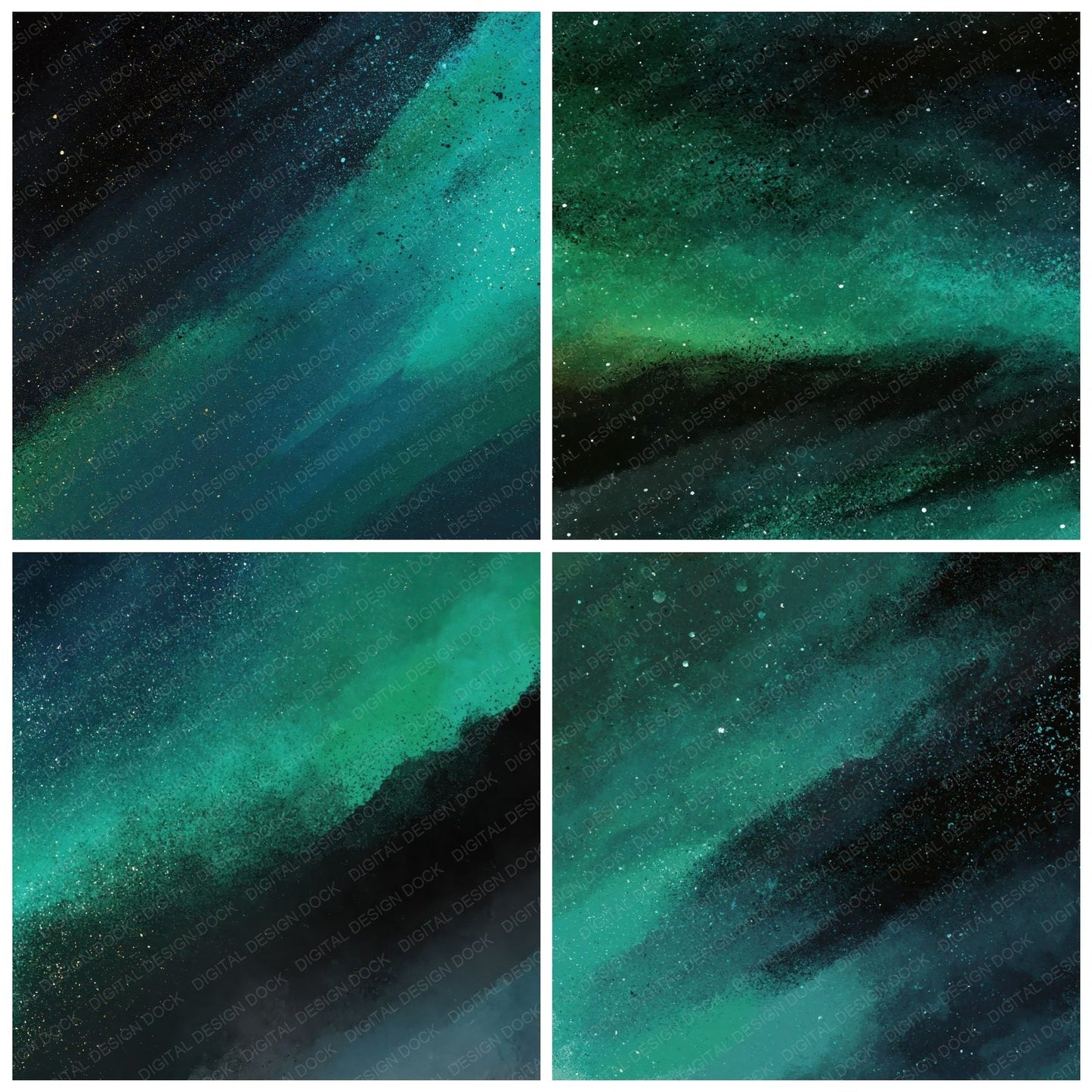 Cosmic Space Emerald Charcoal Digital Paper Pack (DDD012455)