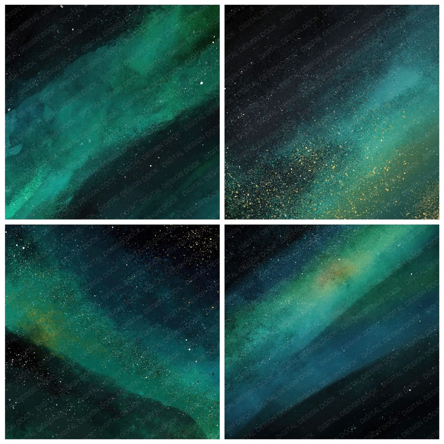 Cosmic Space Emerald Charcoal Digital Paper Pack (DDD012455)