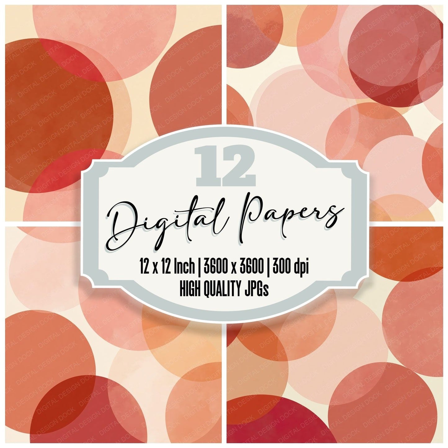 Geometry Circles Blush Terracotta Digital Paper Pack (DDD012457)
