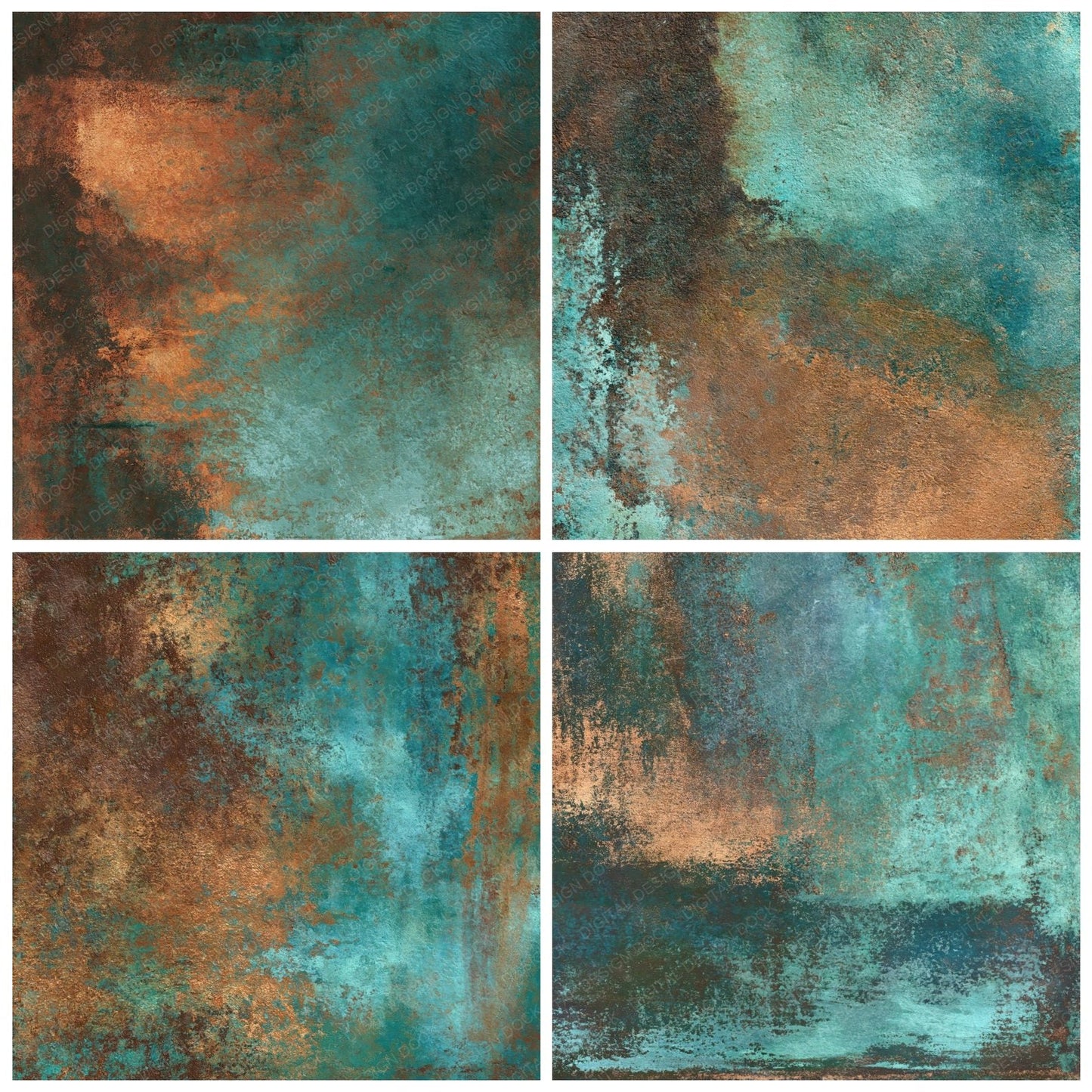 Metallic Bronze Teal Seafoam Digital Paper Pack (DDD012458)