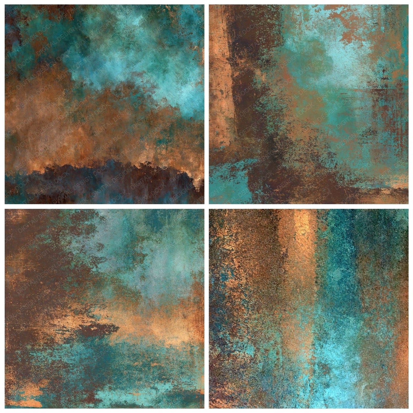 Metallic Bronze Teal Seafoam Digital Paper Pack (DDD012458)