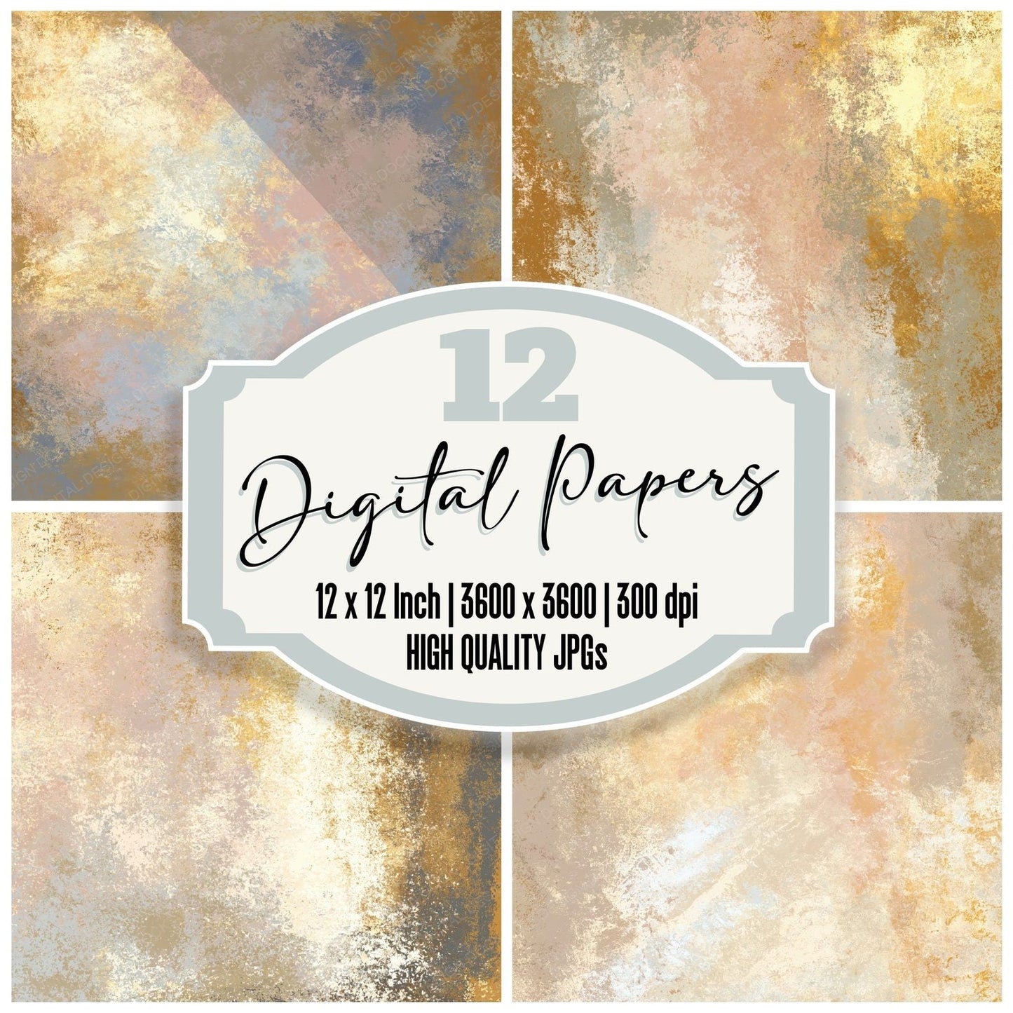 Metallic Champagne Honey Taupe Digital Paper Pack (DDD012459)