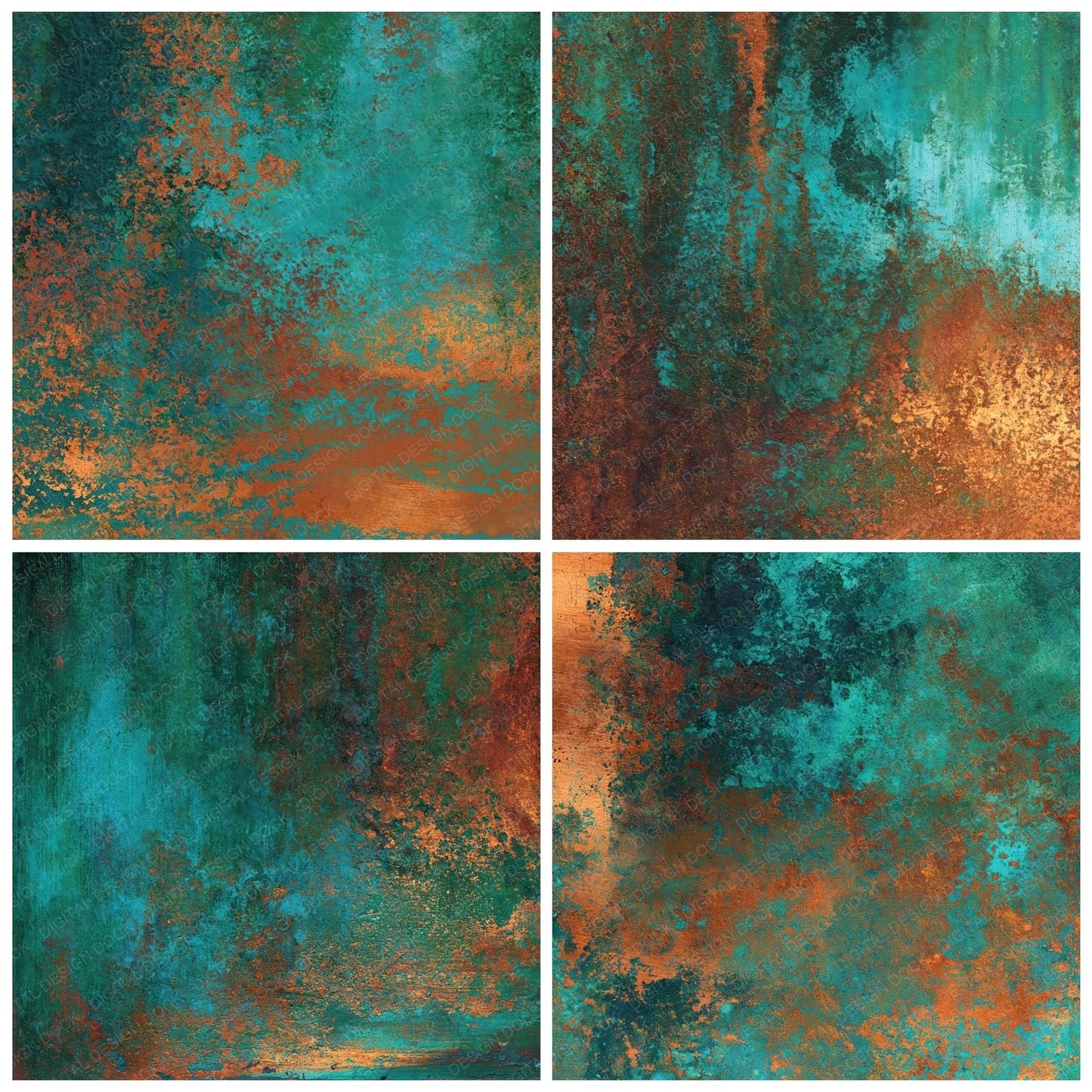 Metallic Copper Verdigris Turquoise Digital Paper Pack (DDD012460)