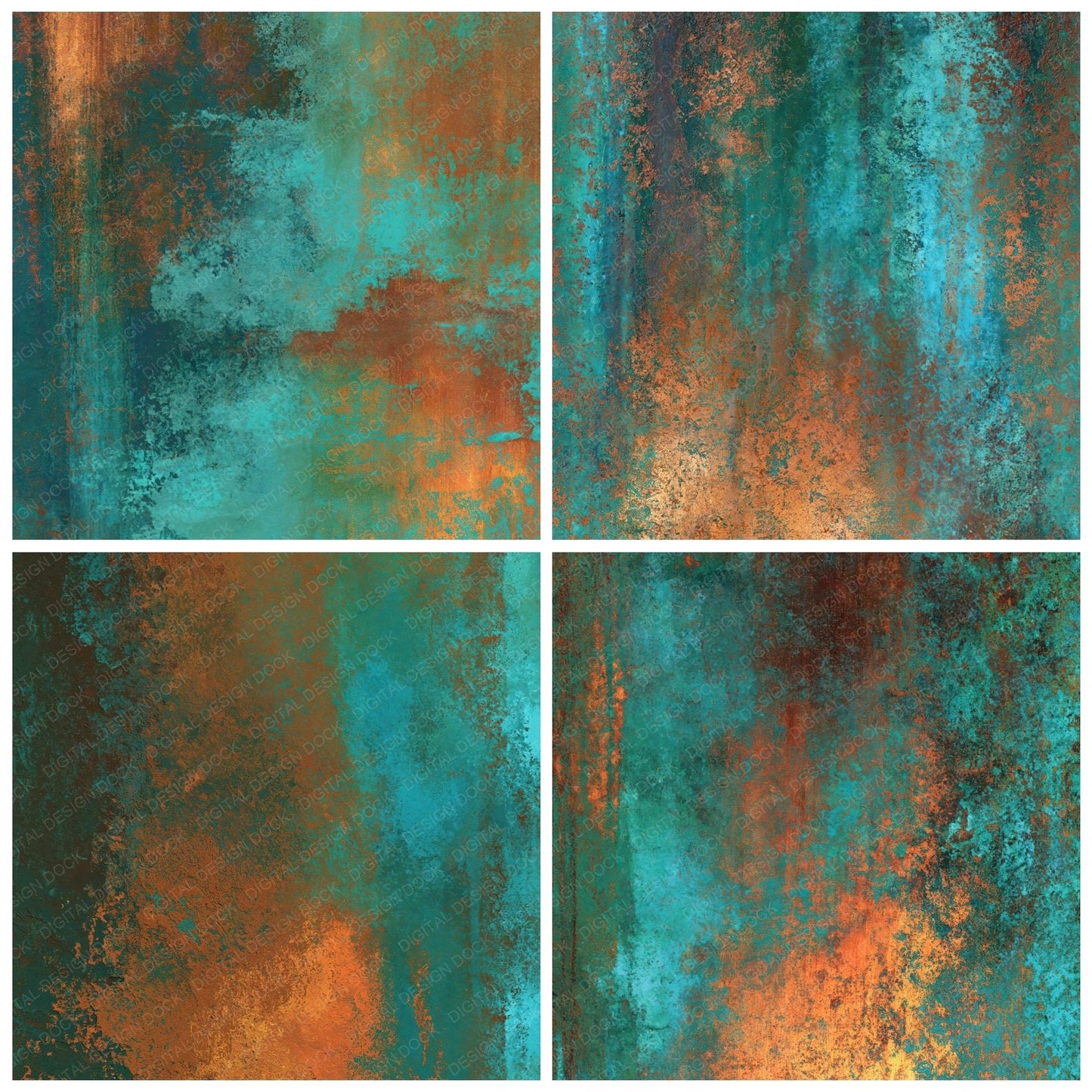 Metallic Copper Verdigris Turquoise Digital Paper Pack (DDD012460)