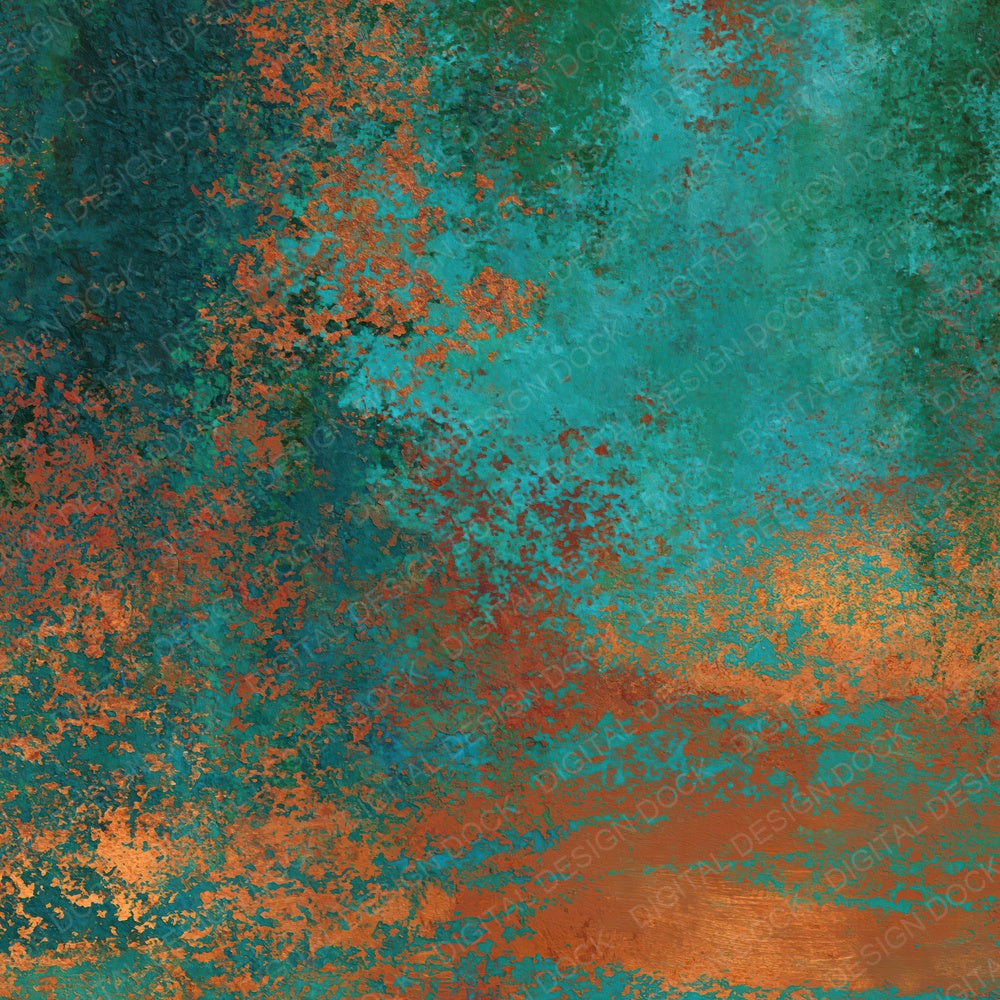 Metallic Copper Verdigris Turquoise Digital Paper Pack (DDD012460)