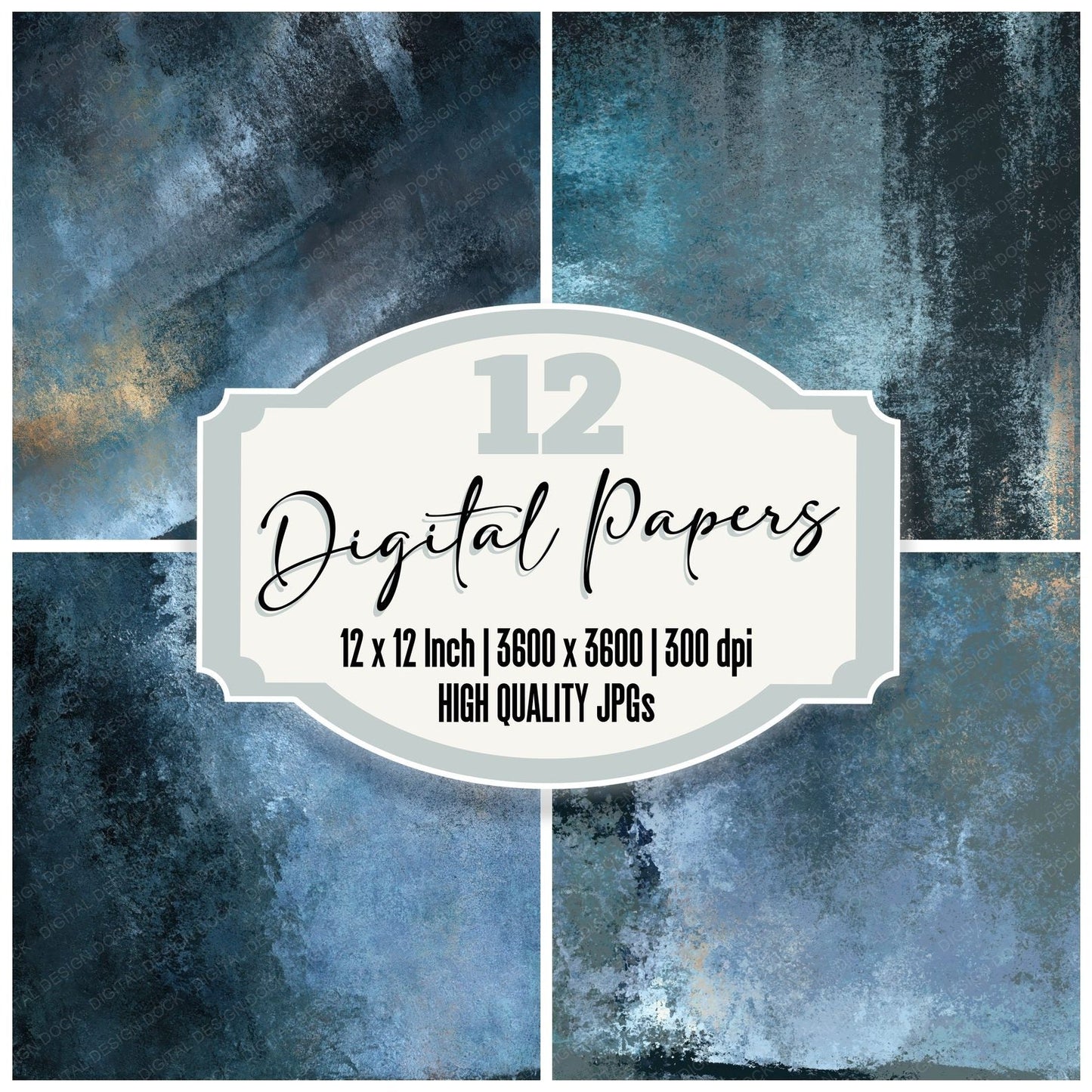Metallic Gunmetal Slate Steel Digital Paper Pack (DDD012462)
