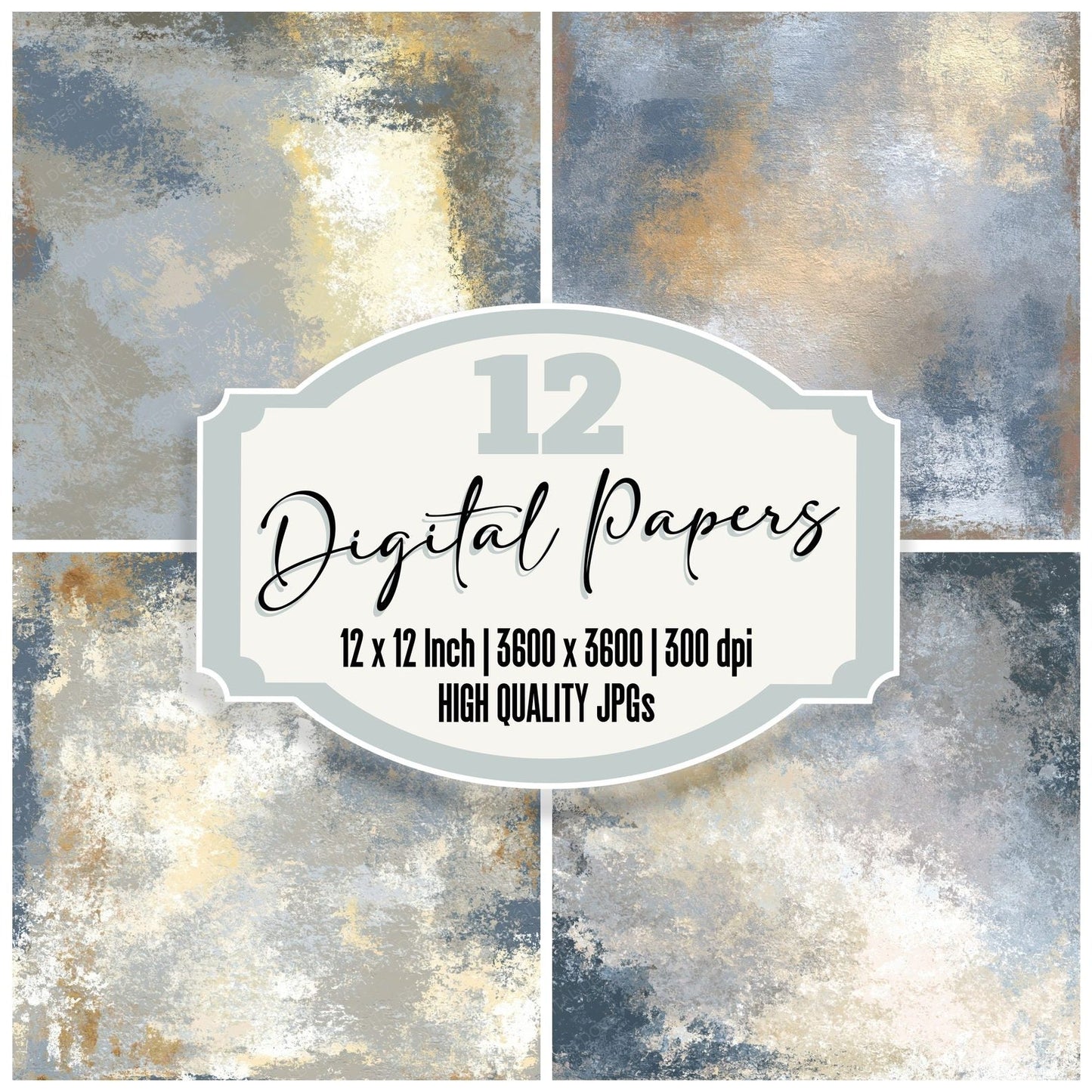 Metallic Pewter Dove Buttermilk Digital Paper Pack (DDD012463)