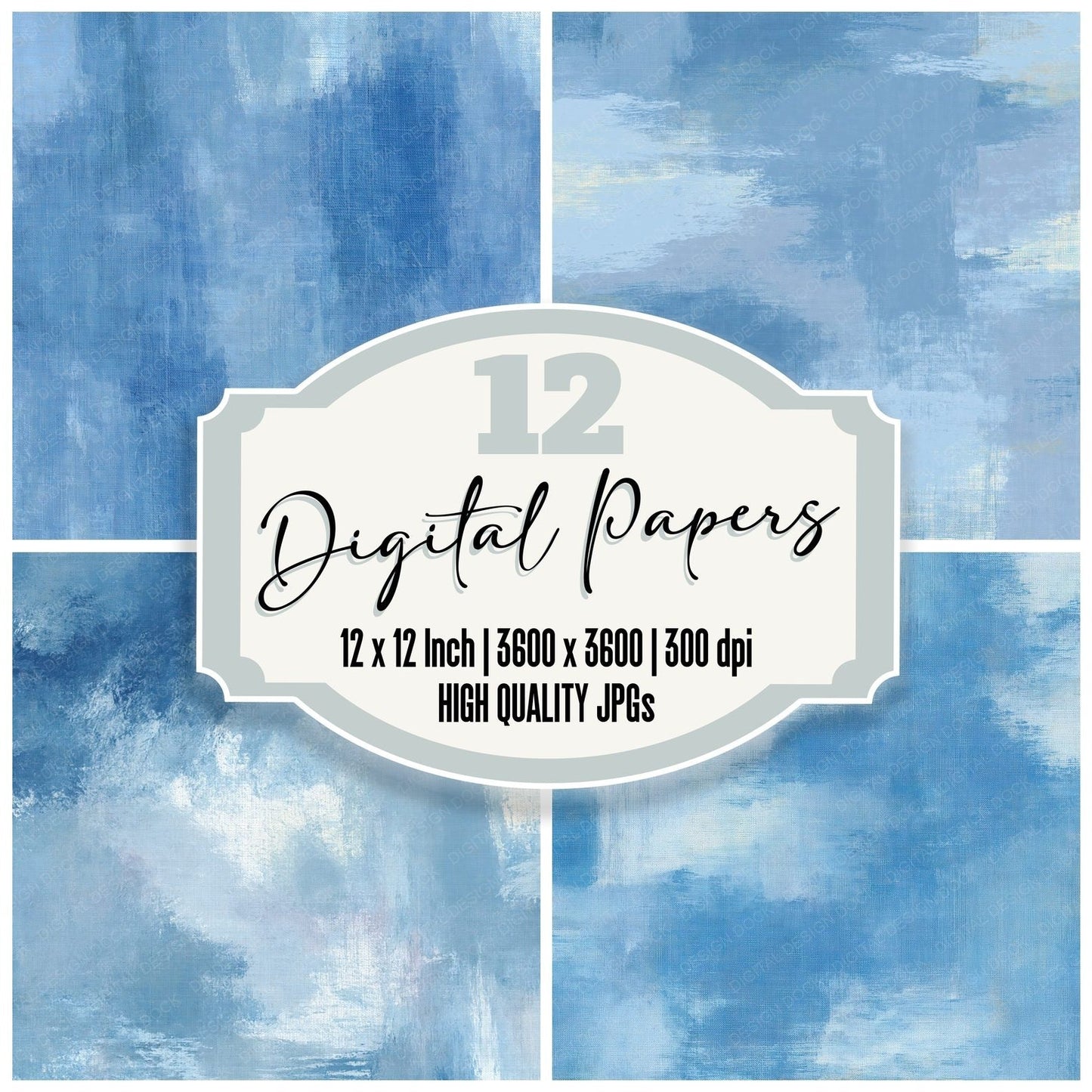 Fabric Chambray Denim Indigo Digital Paper Pack (DDD012467)