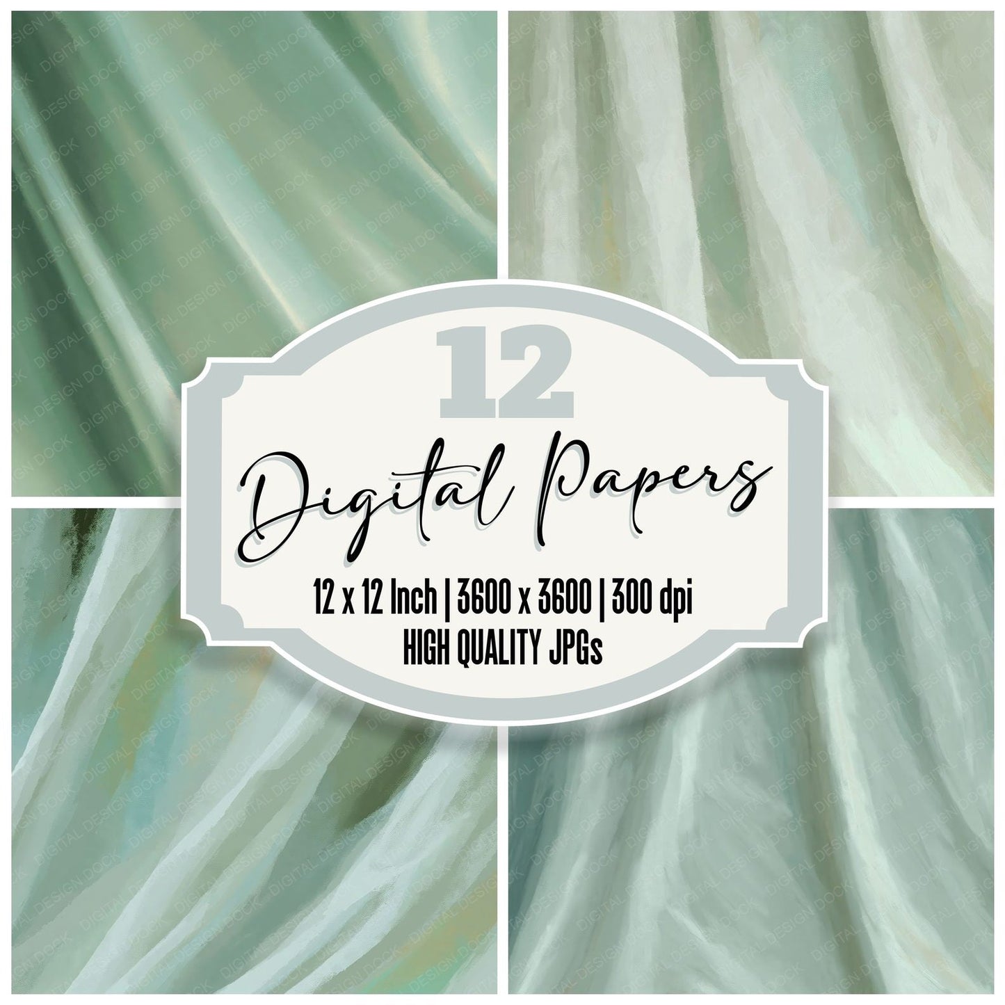 Fabric Cotton Sage Eucalyptus Digital Paper Pack (DDD012468)