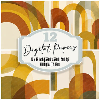 Geometry Arches Mustard Ochre Digital Paper Pack (DDD012474)