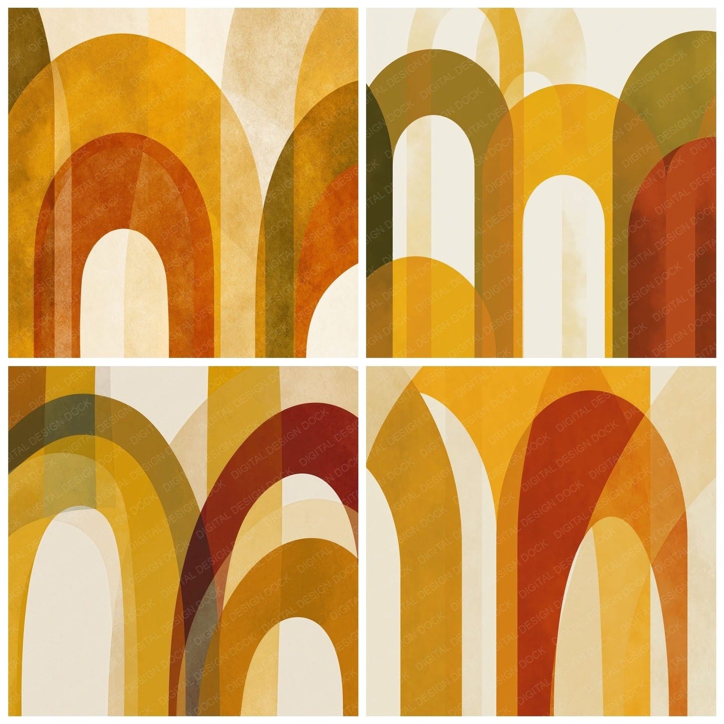 Geometry Arches Mustard Ochre Digital Paper Pack (DDD012474)