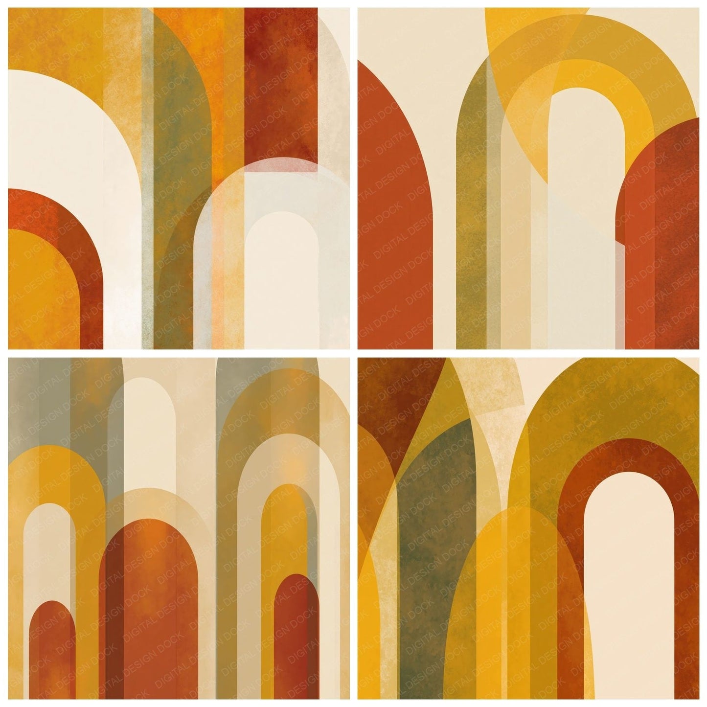 Geometry Arches Mustard Ochre Digital Paper Pack (DDD012474)