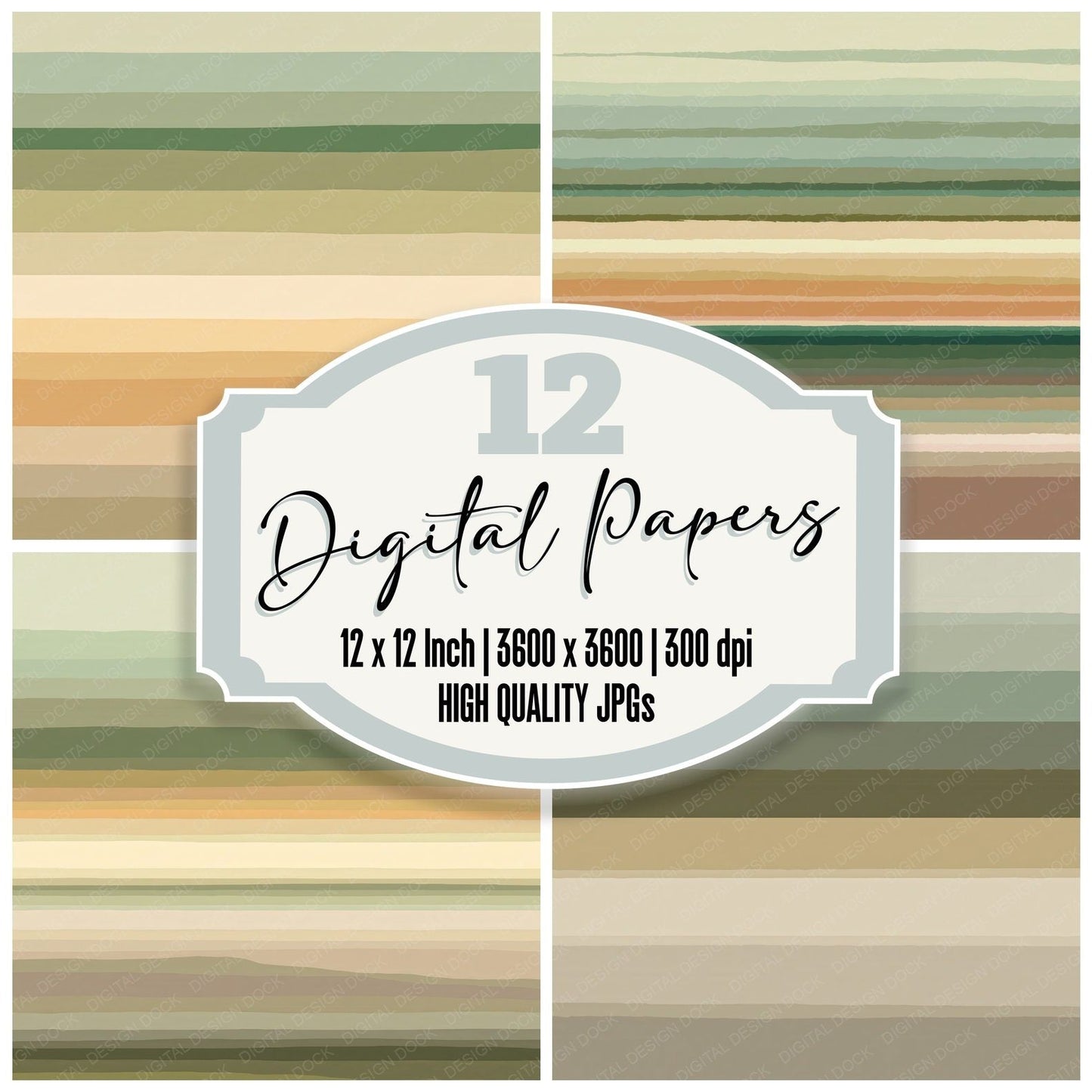 Geometry Bands Sage Clay Digital Paper Pack (DDD012476)