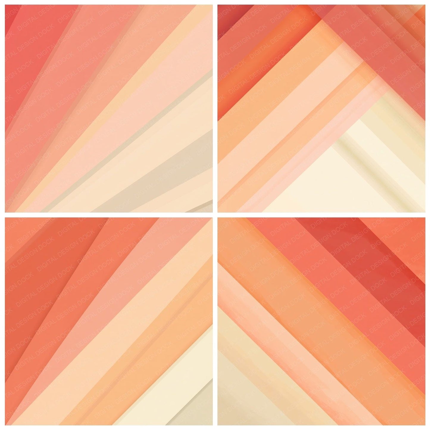 Geometry Diagonal Bands Coral Peach Digital Paper Pack (DDD012478)