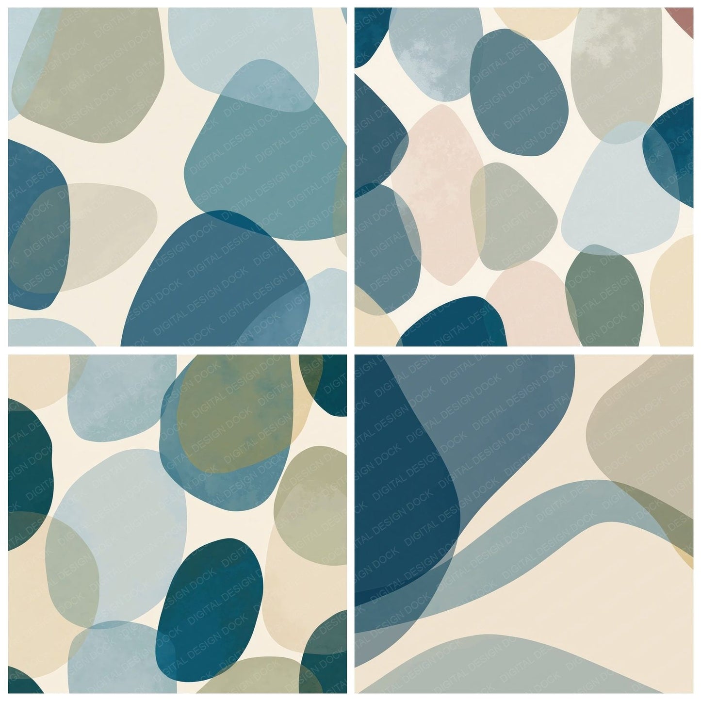 Geometry Floating Shapes Dusty Blue Digital Paper Pack (DDD012479)
