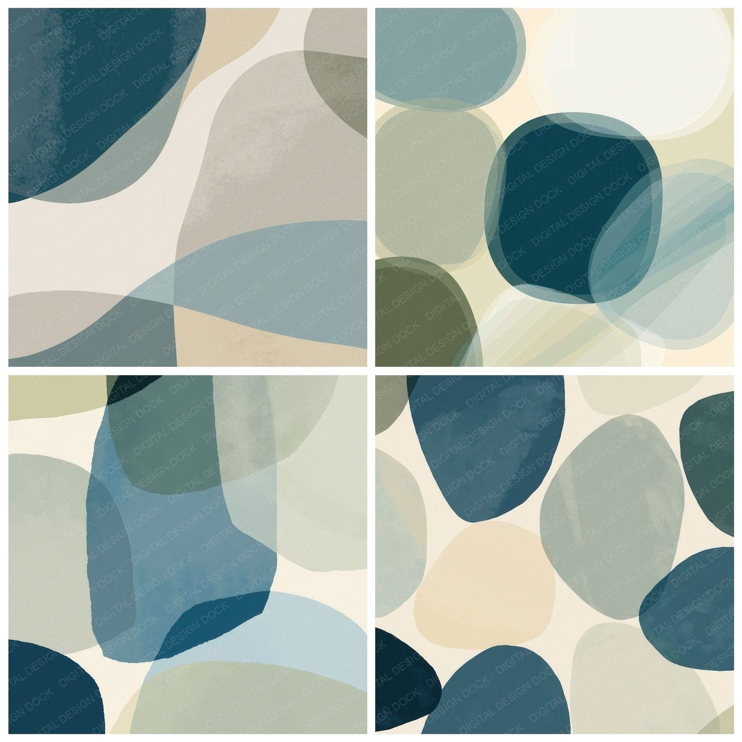 Geometry Floating Shapes Dusty Blue Digital Paper Pack (DDD012479)