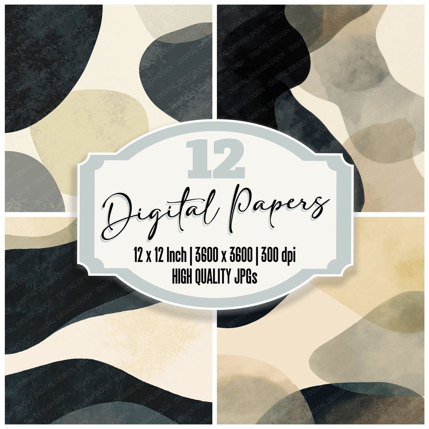 Geometry Forms Charcoal Bone Digital Paper Pack (DDD012480)