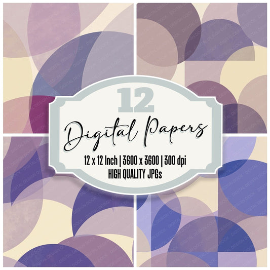 Geometry Half Moons Lavender Lilac Digital Paper Pack (DDD012481)
