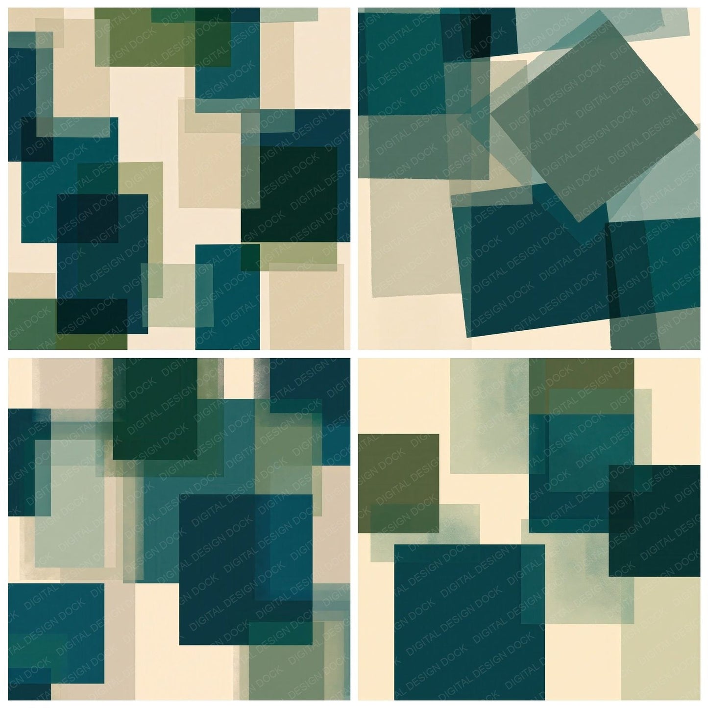 Geometry Rectangles Forest Teal Digital Paper Pack (DDD012483)