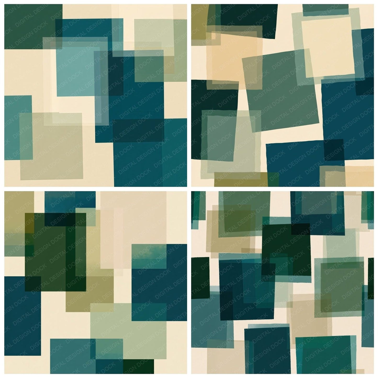 Geometry Rectangles Forest Teal Digital Paper Pack (DDD012483)