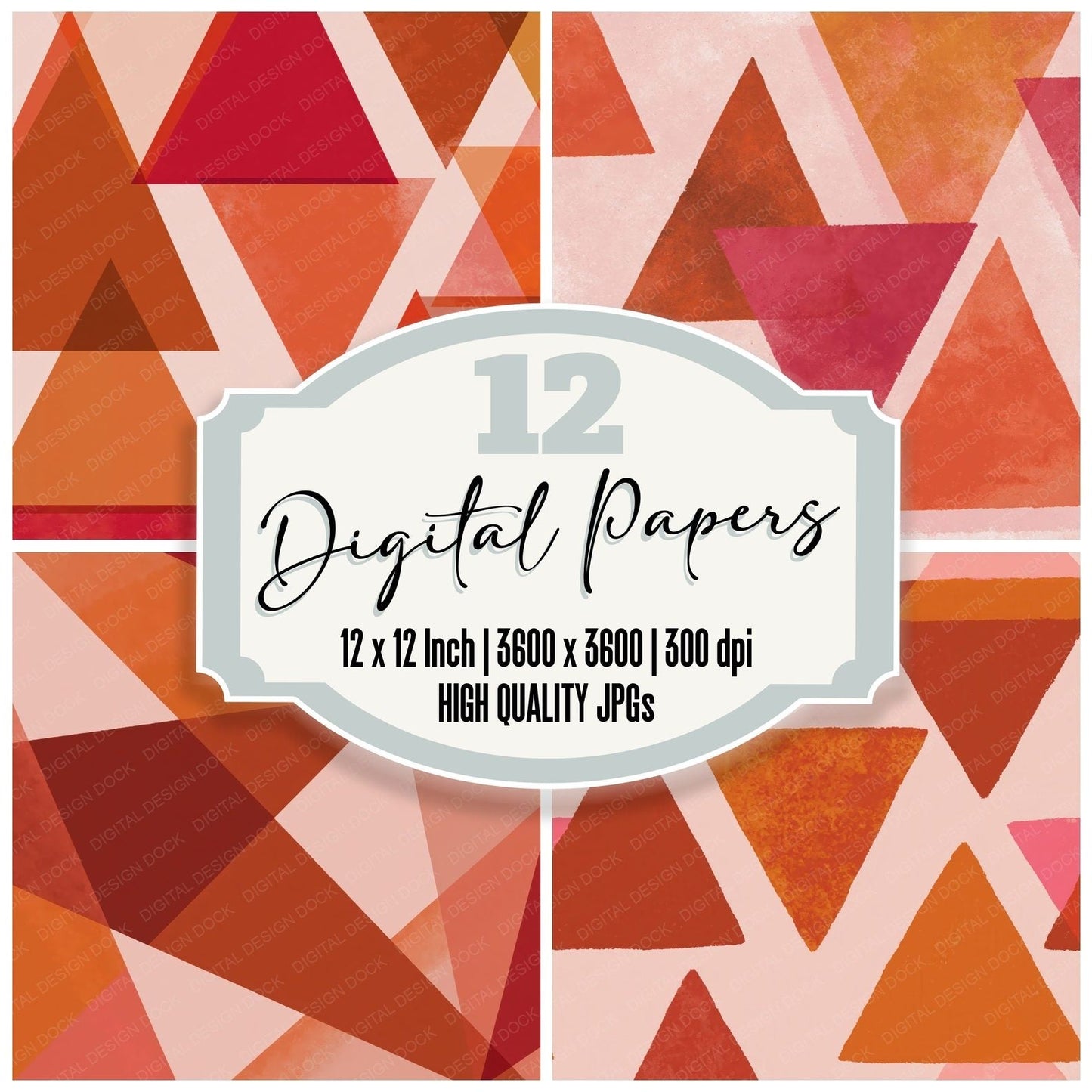 Geometry Triangles Rust Dusty Pink Digital Paper Pack (DDD012484)