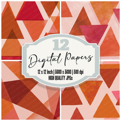 Geometry Triangles Rust Dusty Pink Digital Paper Pack (DDD012484)