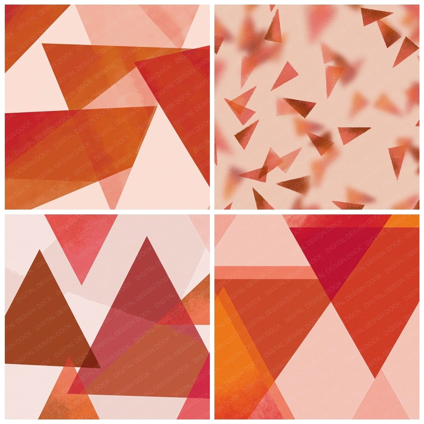 Geometry Triangles Rust Dusty Pink Digital Paper Pack (DDD012484)