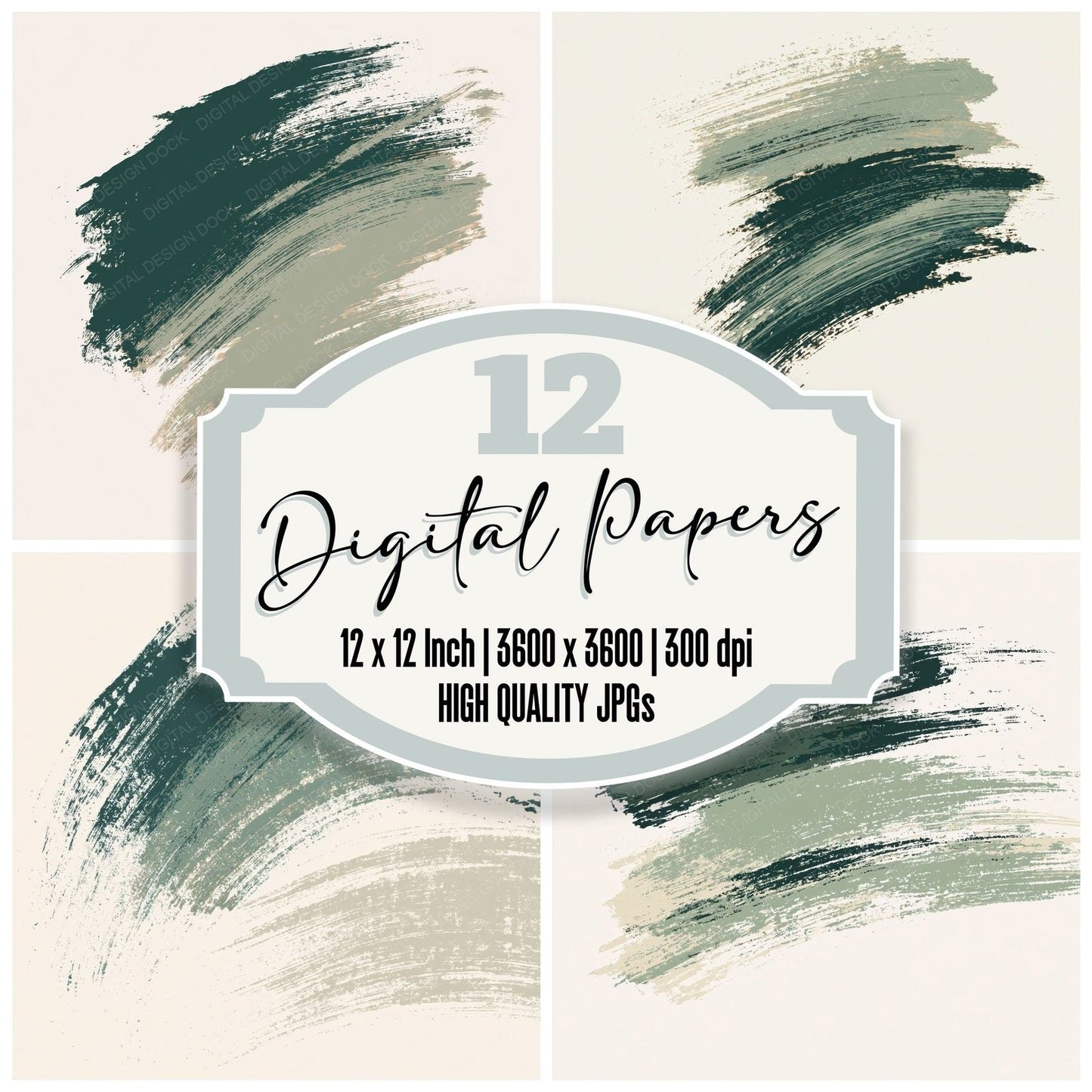 Brushwork Forest Sage Oatmeal Digital Paper Pack (DDD012486)