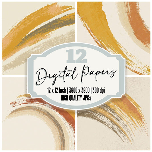 Brushwork Ochre Mustard Ivory Digital Paper Pack (DDD012488)
