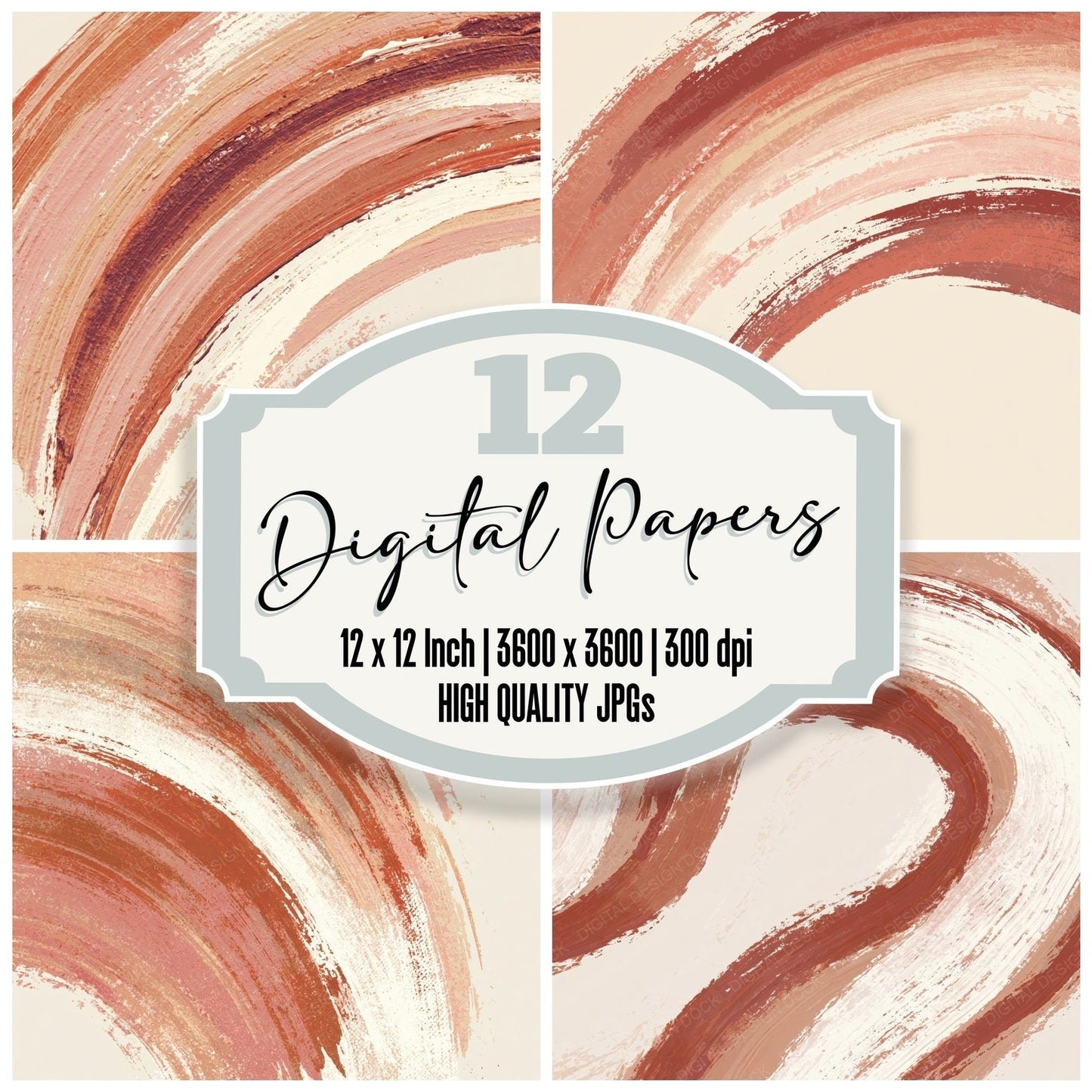Brushwork Terracotta Blush Digital Paper Pack (DDD012489)