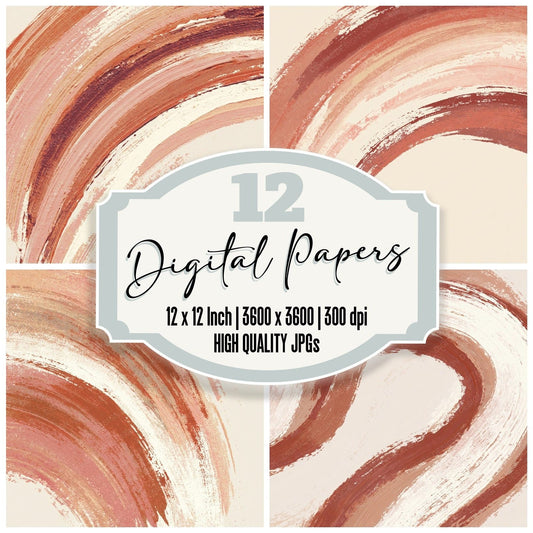 Brushwork Terracotta Blush Digital Paper Pack (DDD012489)