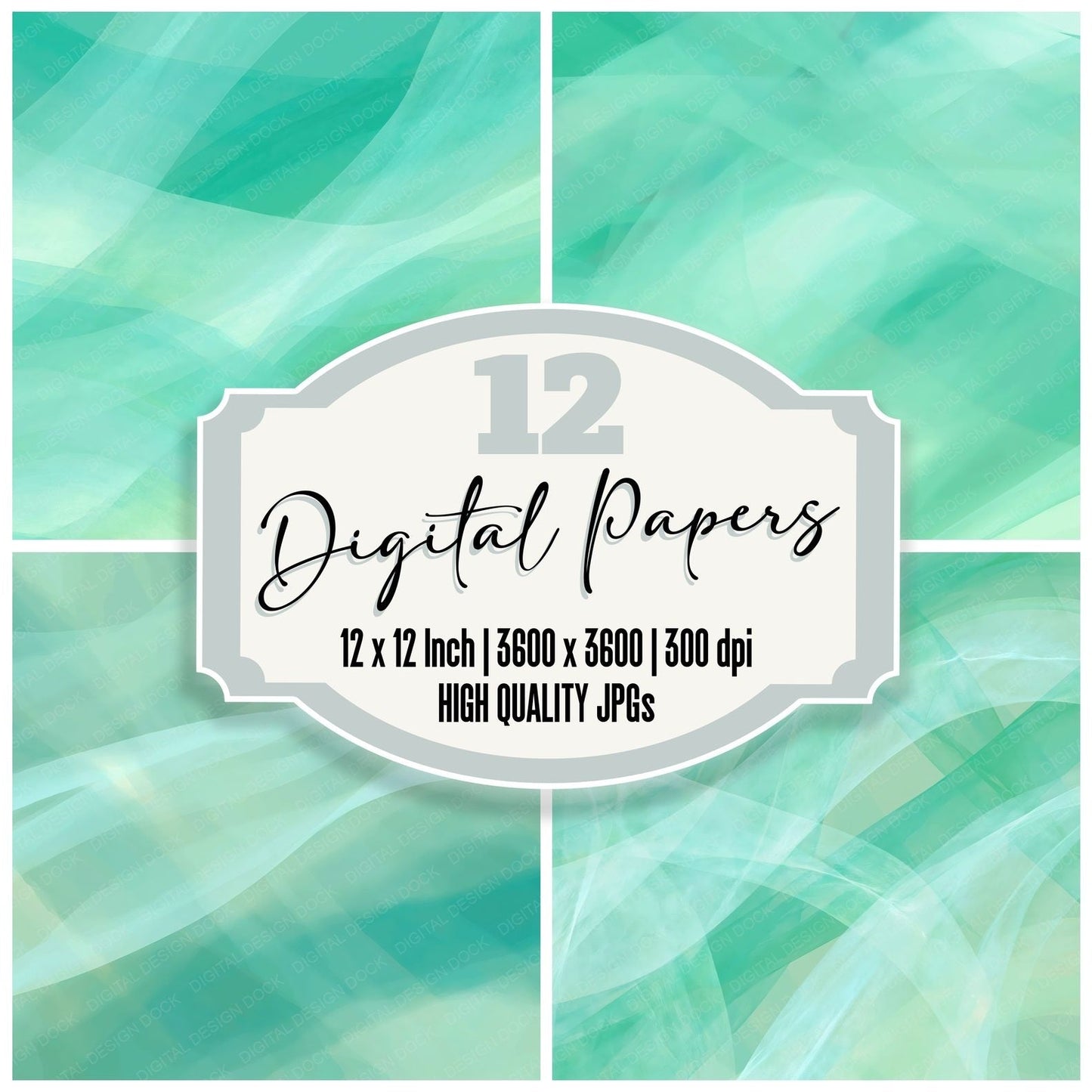 Fabric Organza Mint Seafoam Digital Paper Pack (DDD012491)