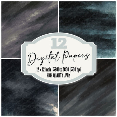 Fabric Wool Charcoal Graphite Digital Paper Pack (DDD012492)