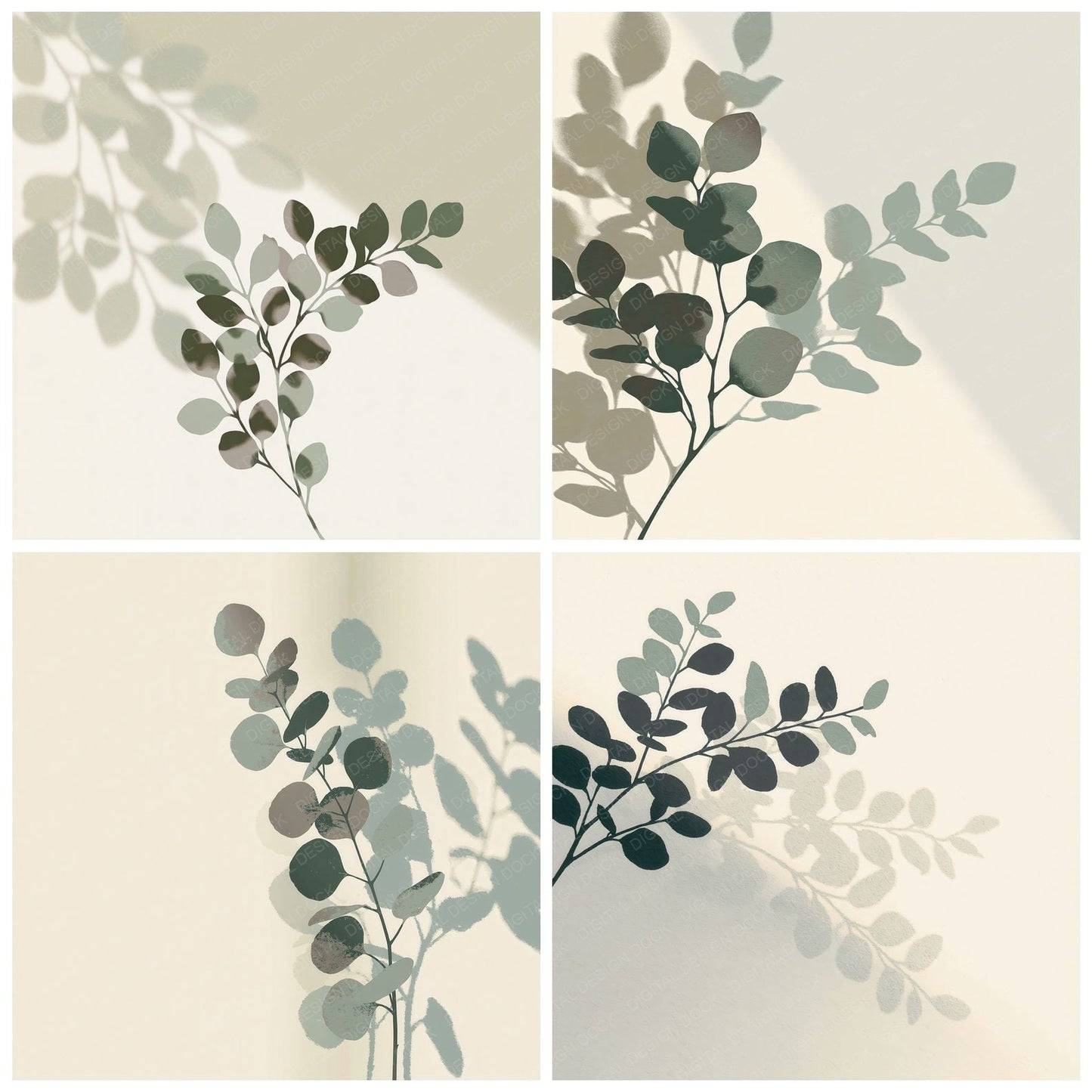 Shadow Eucalyptus Bone Pewter Digital Paper Pack (DDD012494)