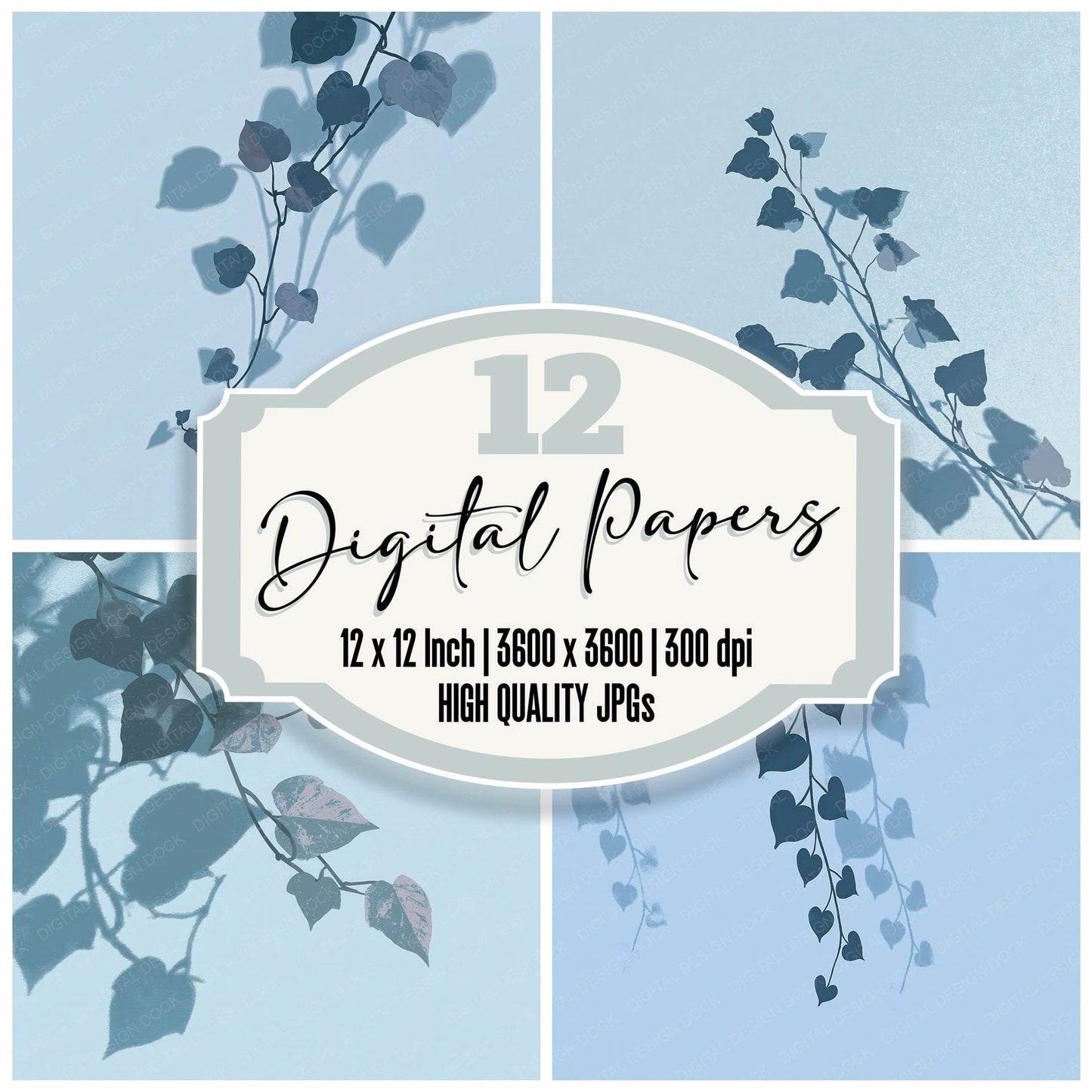 Shadow Ivy Pale Blue Slate Digital Paper Pack (DDD012496)