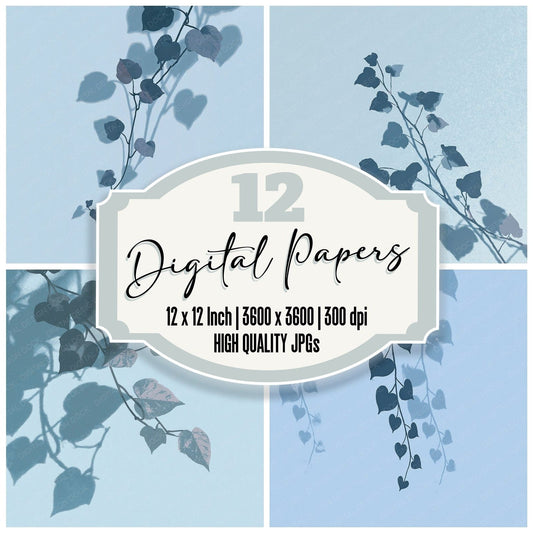 Shadow Ivy Pale Blue Slate Digital Paper Pack (DDD012496)