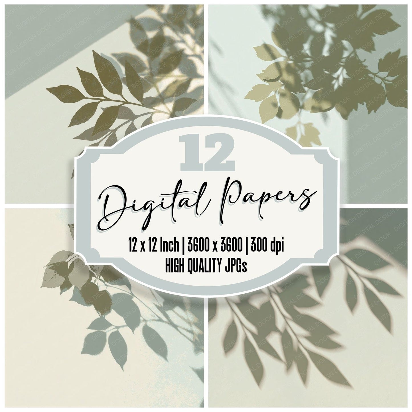Shadow Leaves Sage Olive Digital Paper Pack (DDD012498)