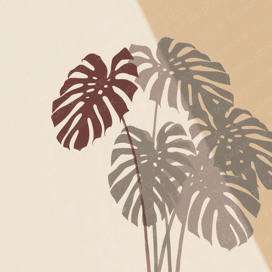 Shadow Monstera Oatmeal Cocoa Digital Paper Pack (DDD012499)