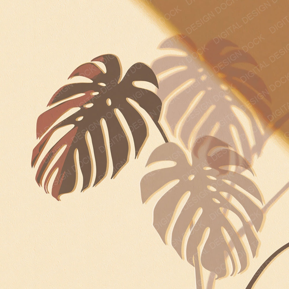 Shadow Monstera Oatmeal Cocoa Digital Paper Pack (DDD012499)