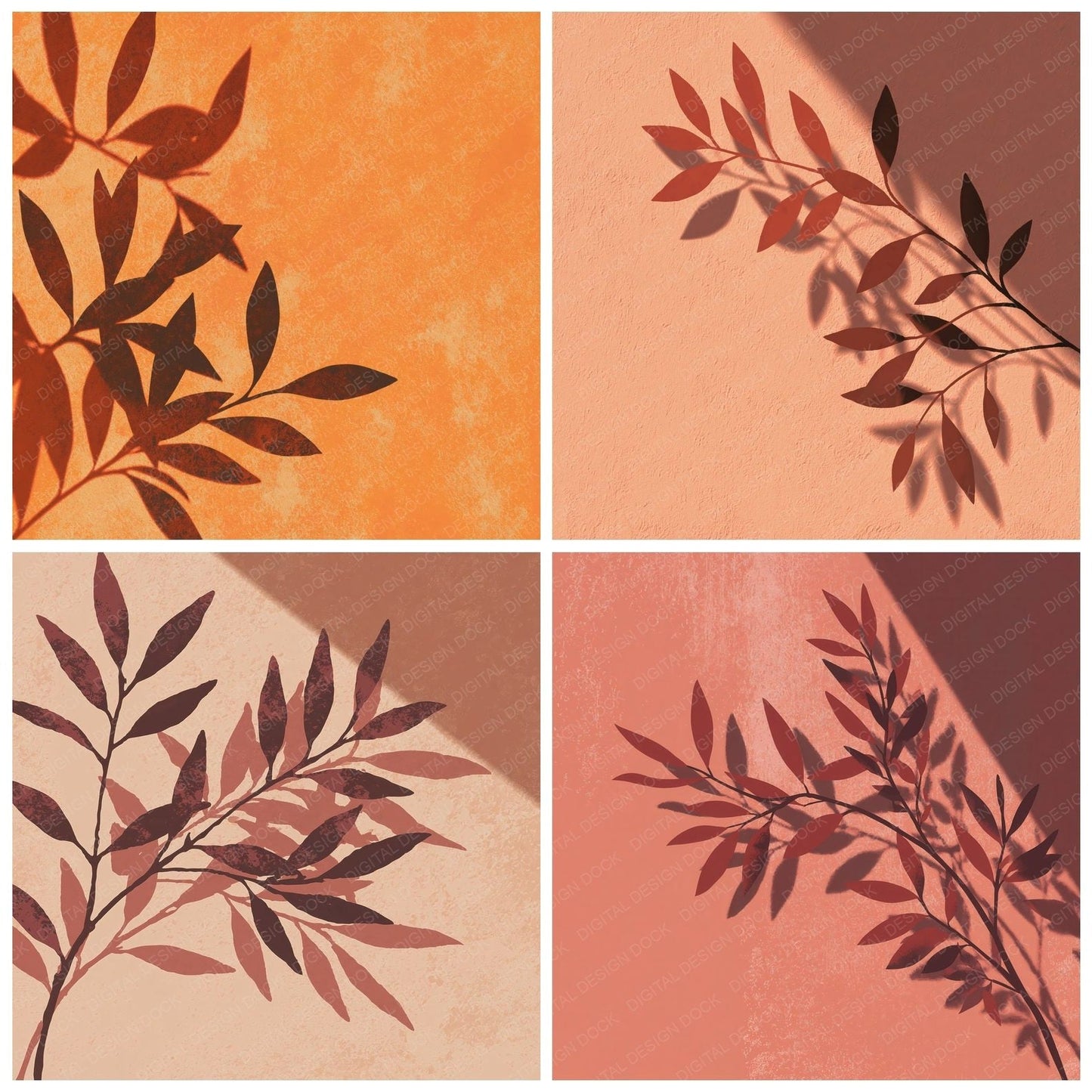 Shadow Olive Branch Terracotta Rust Digital Paper Pack (DDD012500)