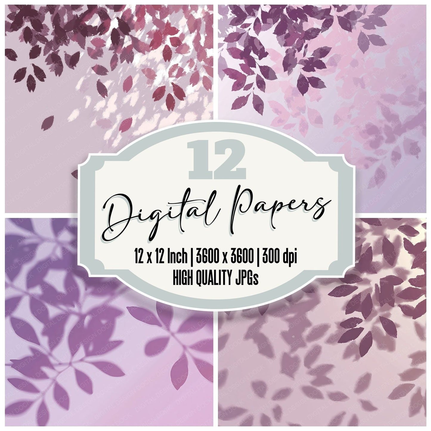 Shadow Petals Lilac Plum Digital Paper Pack (DDD012502)