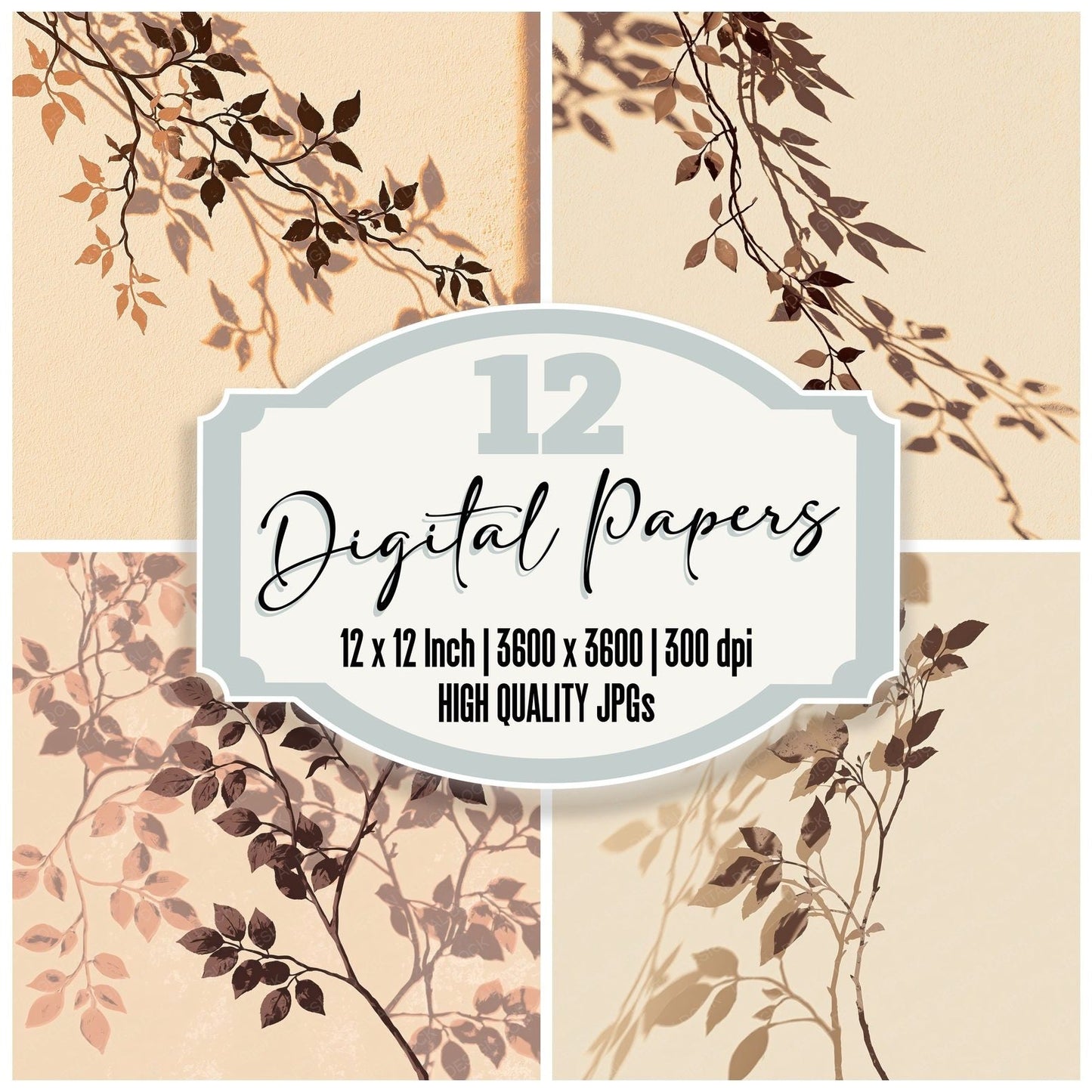 Shadow Vine Champagne Bronze Digital Paper Pack (DDD012503)