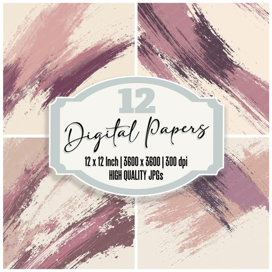 Brushwork Plum Mauve Blush Digital Paper Pack (DDD012505)