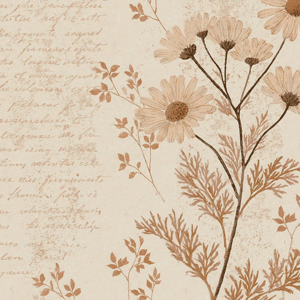 Woodblock Chamomile Script Bone Taupe Digital Paper Pack (DDD012507)