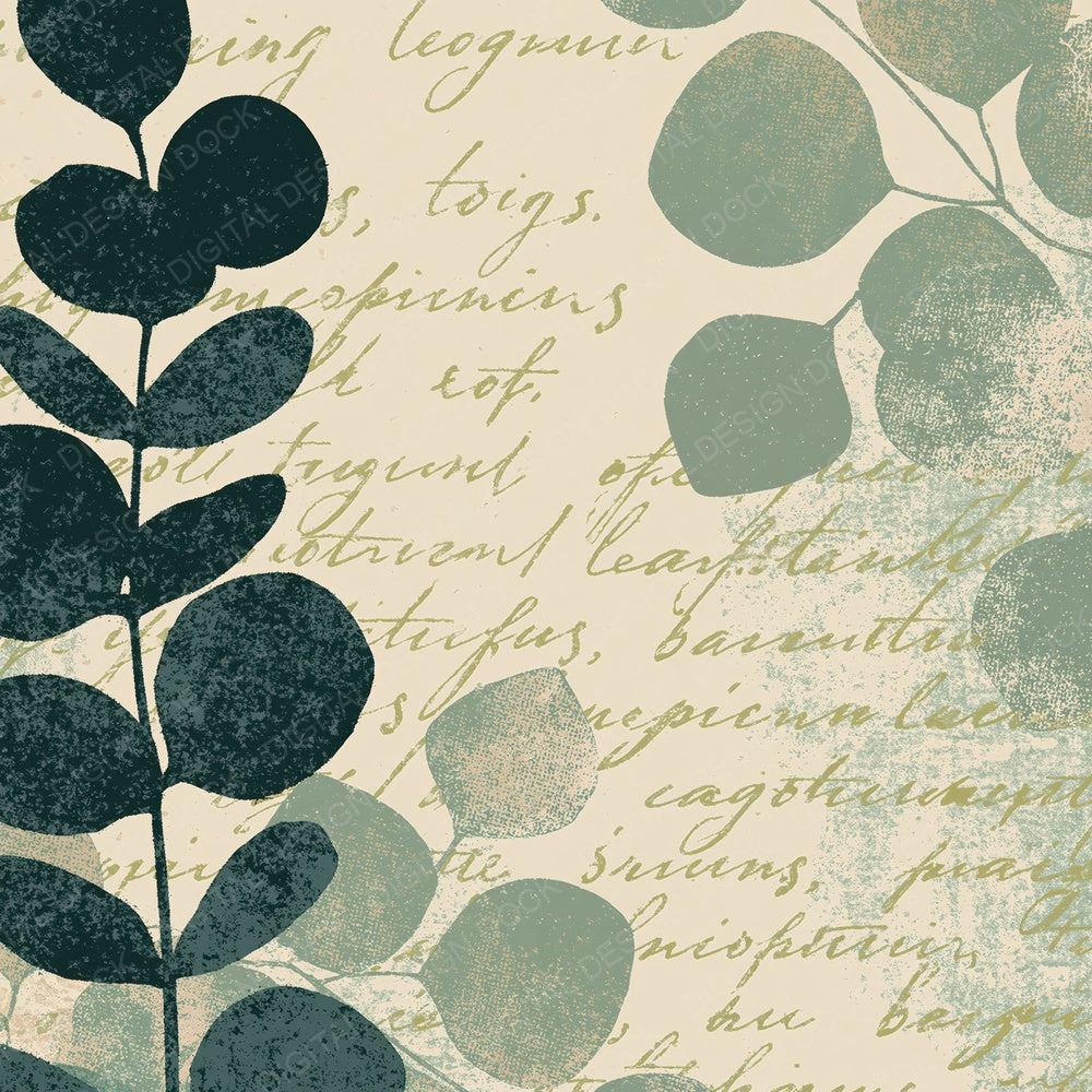 Woodblock Eucalyptus Script Sage Buttermilk Digital Paper Pack (DDD012510)