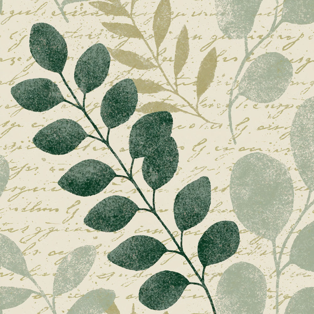 Woodblock Eucalyptus Script Sage Buttermilk Digital Paper Pack (DDD012510)